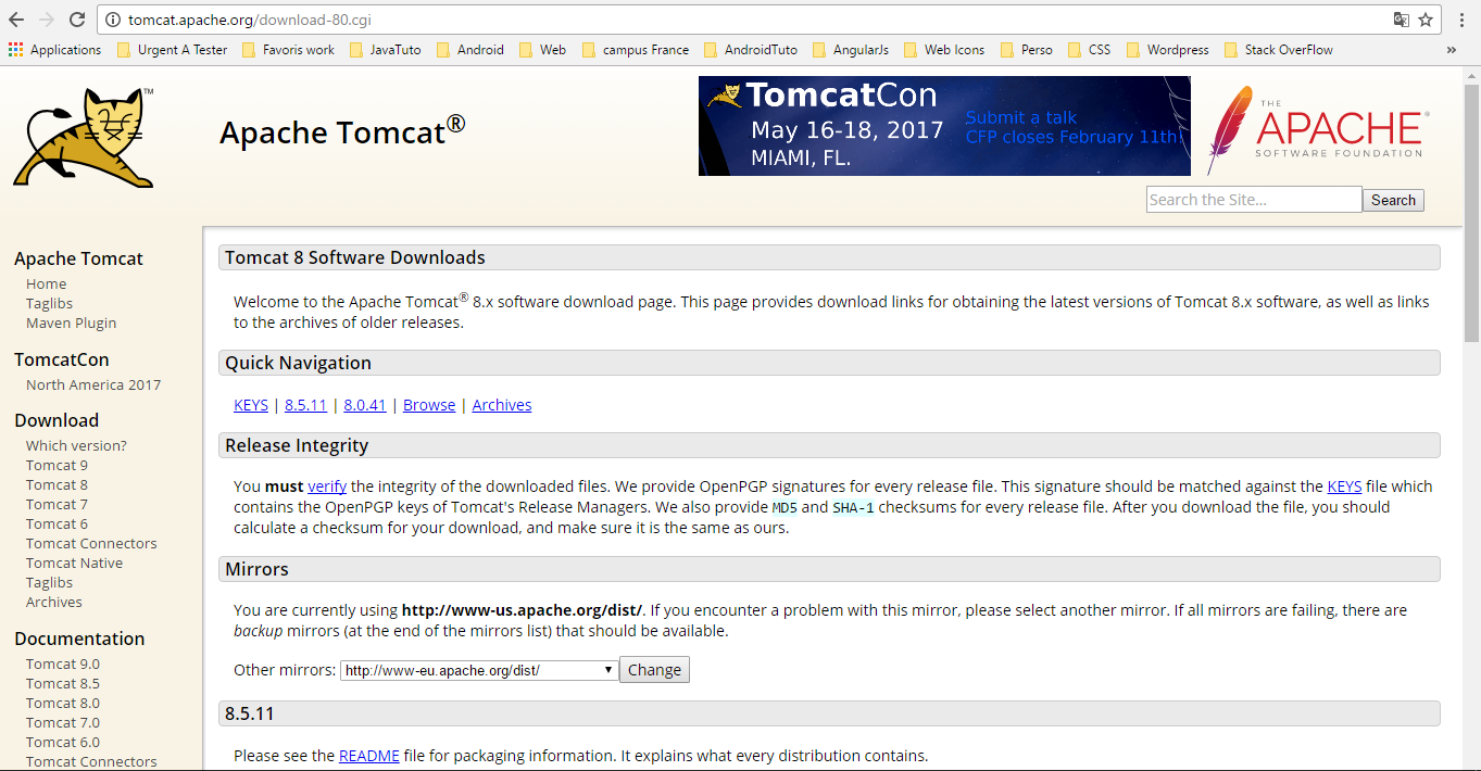 Apache tomcat 8.5.23